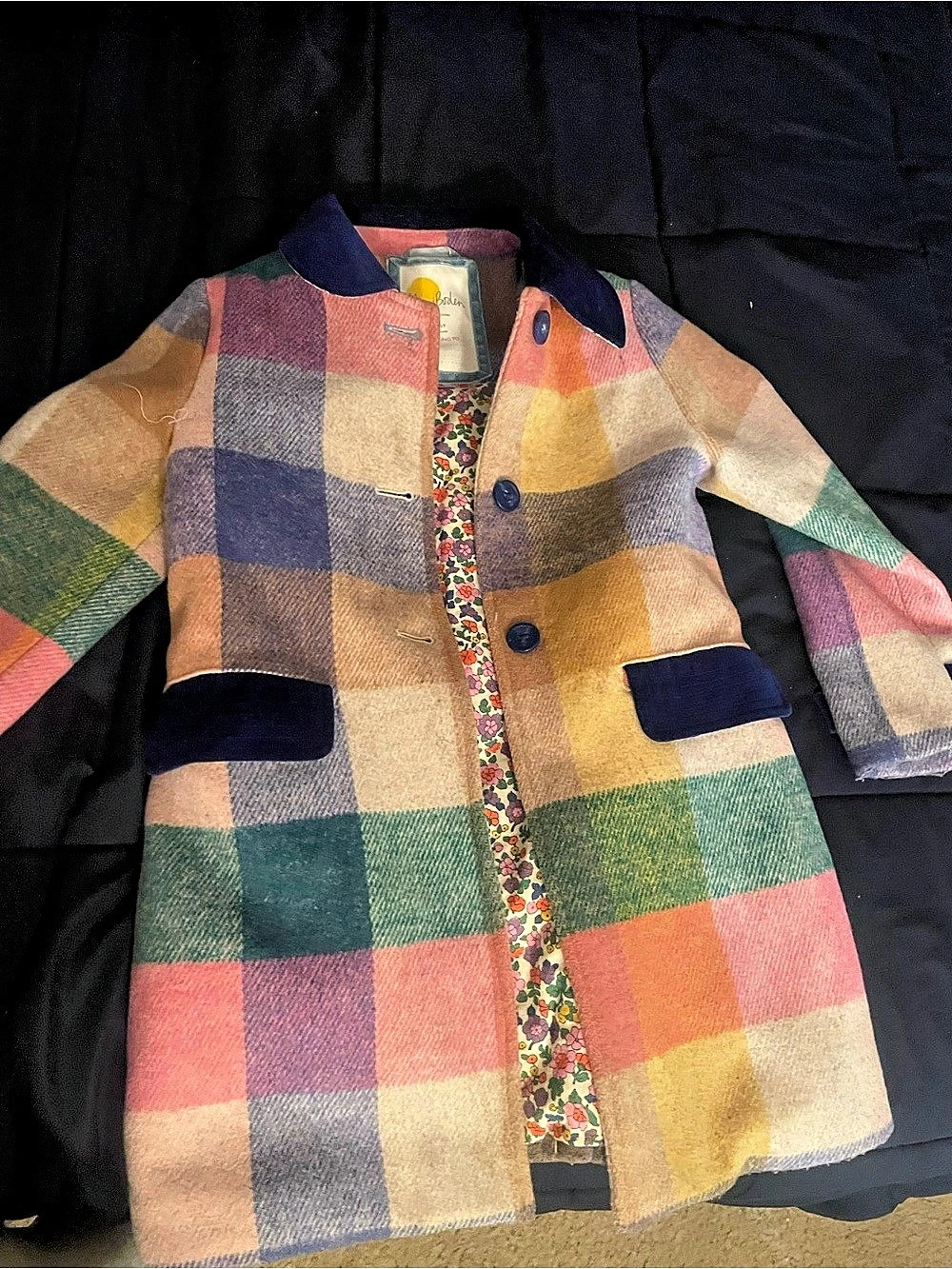 Mini Boden Multicolor Color Block Coat Like New